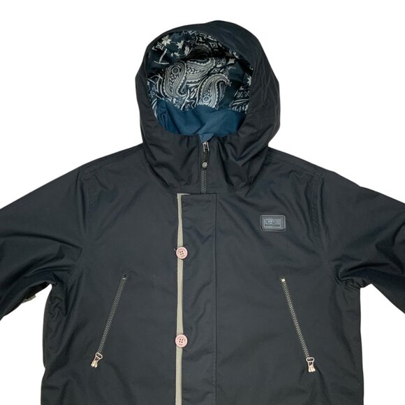 Foursquare Mens Hooded Jacket M Black Long Sleeve Pockets Logo Fall Winter - Picture 10 of 15